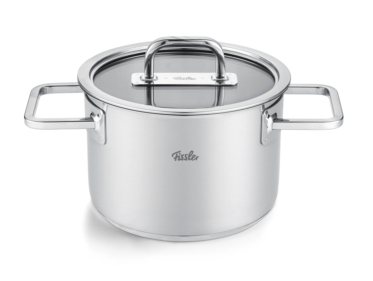 Fissler Viseo® Pro 5-teiliges Topfset, Premium-Edelstahl 18/10, Glasdeckel, große Griffe - Präzision und Tradition "Made in Germany".