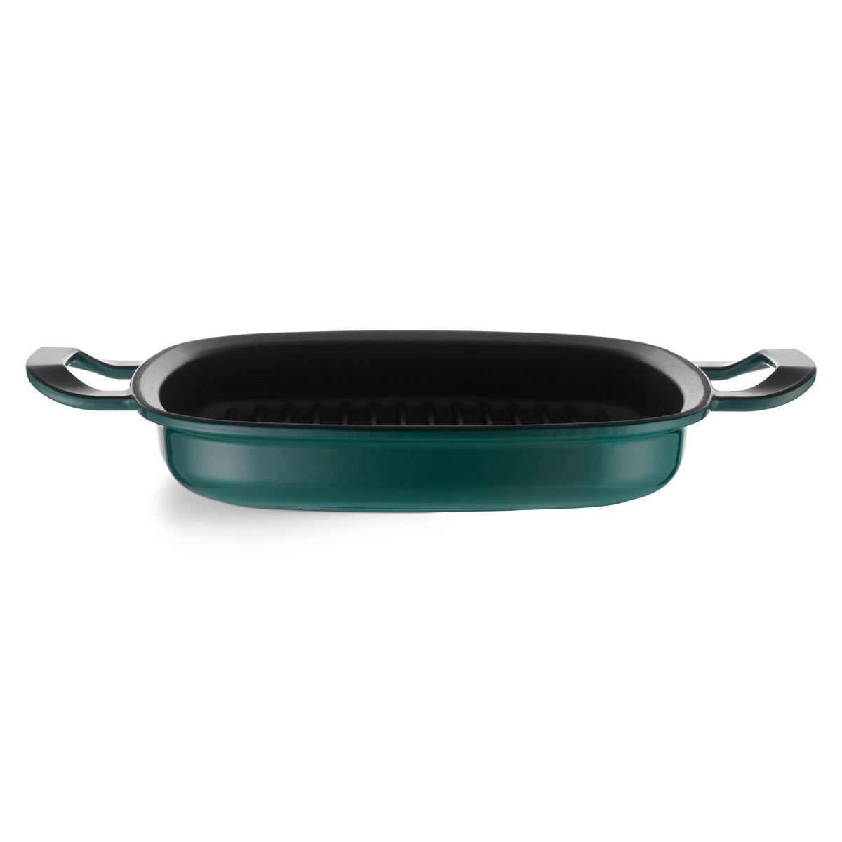 Original-Profi Collection® 26x26cm Grillpfanne aus grünem Gusseisen mit zwei Griffen und geriffelter schwarzer Innenseite - präzise in Deutschland gefertigt.
