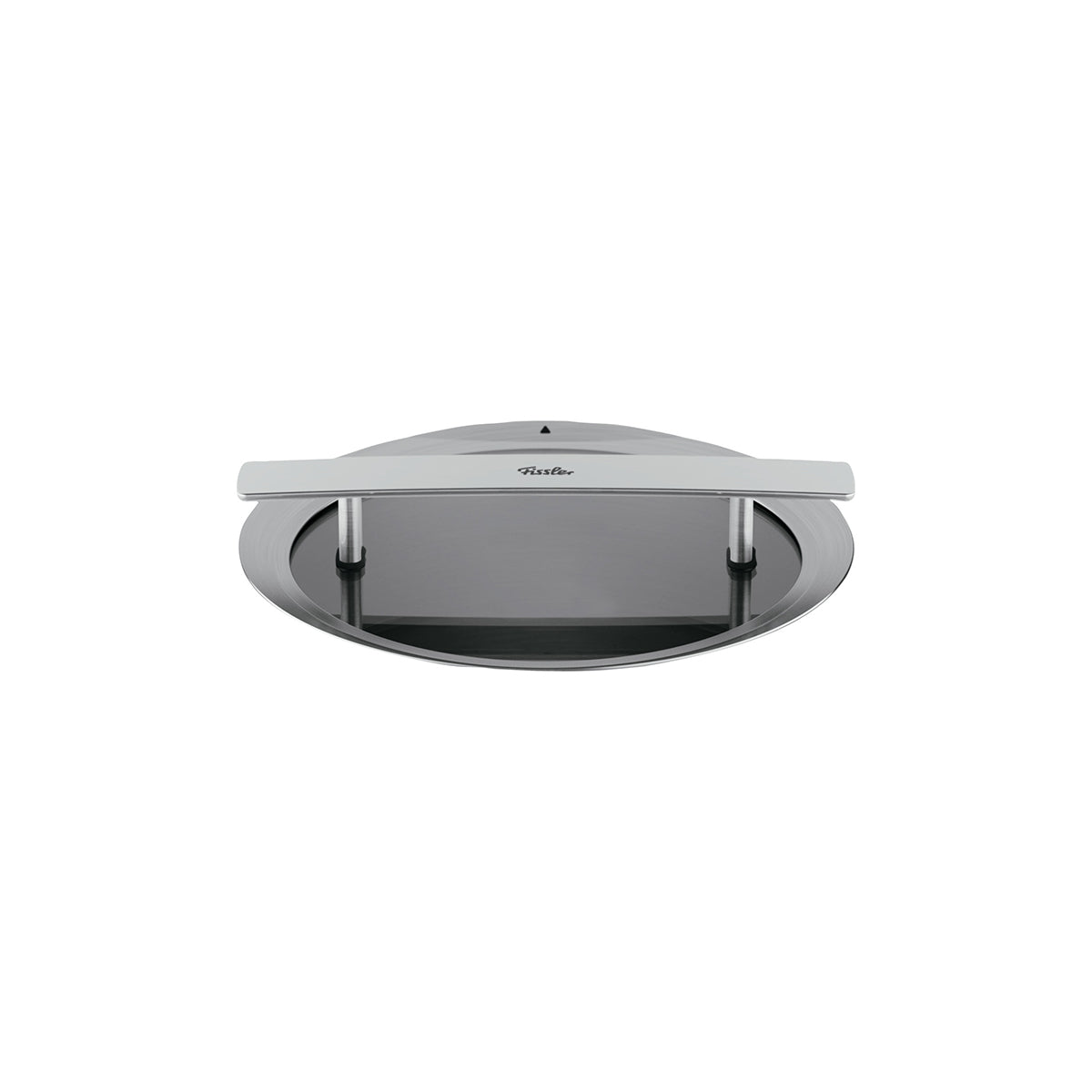 Fissler Phi Collection® Glasdeckel 16 cm—precision-crafted glass lid with horizontal handle, fits 16 cm pots. White background.