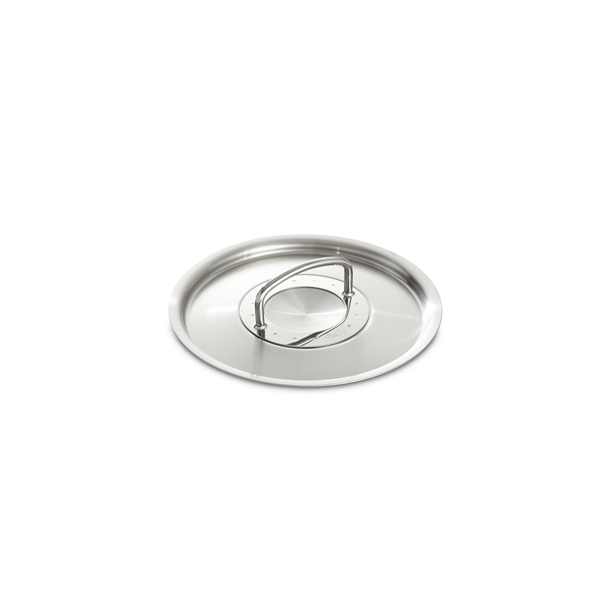 Fissler Original-Profi Collection® Metalldeckel 18 cm, Edelstahl, zentraler Griff - deutsches Präzisionsdesign auf weißem Grund.