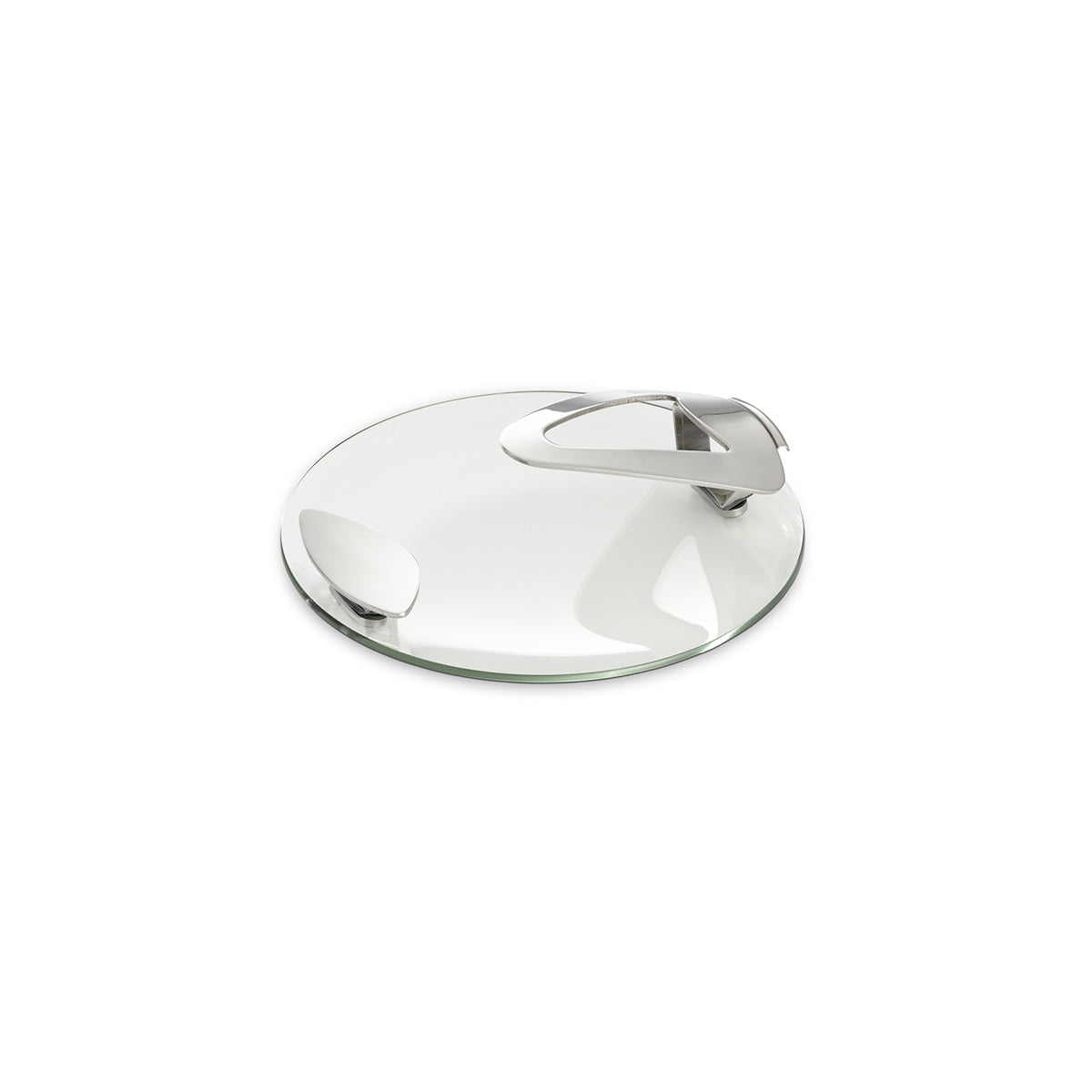 Der Fissler Solea® 16 cm Glasdeckel mit zwei Griffen aus Edelstahl, präzisionsgefertigt in Deutschland, dargestellt auf weißem Hintergrund.