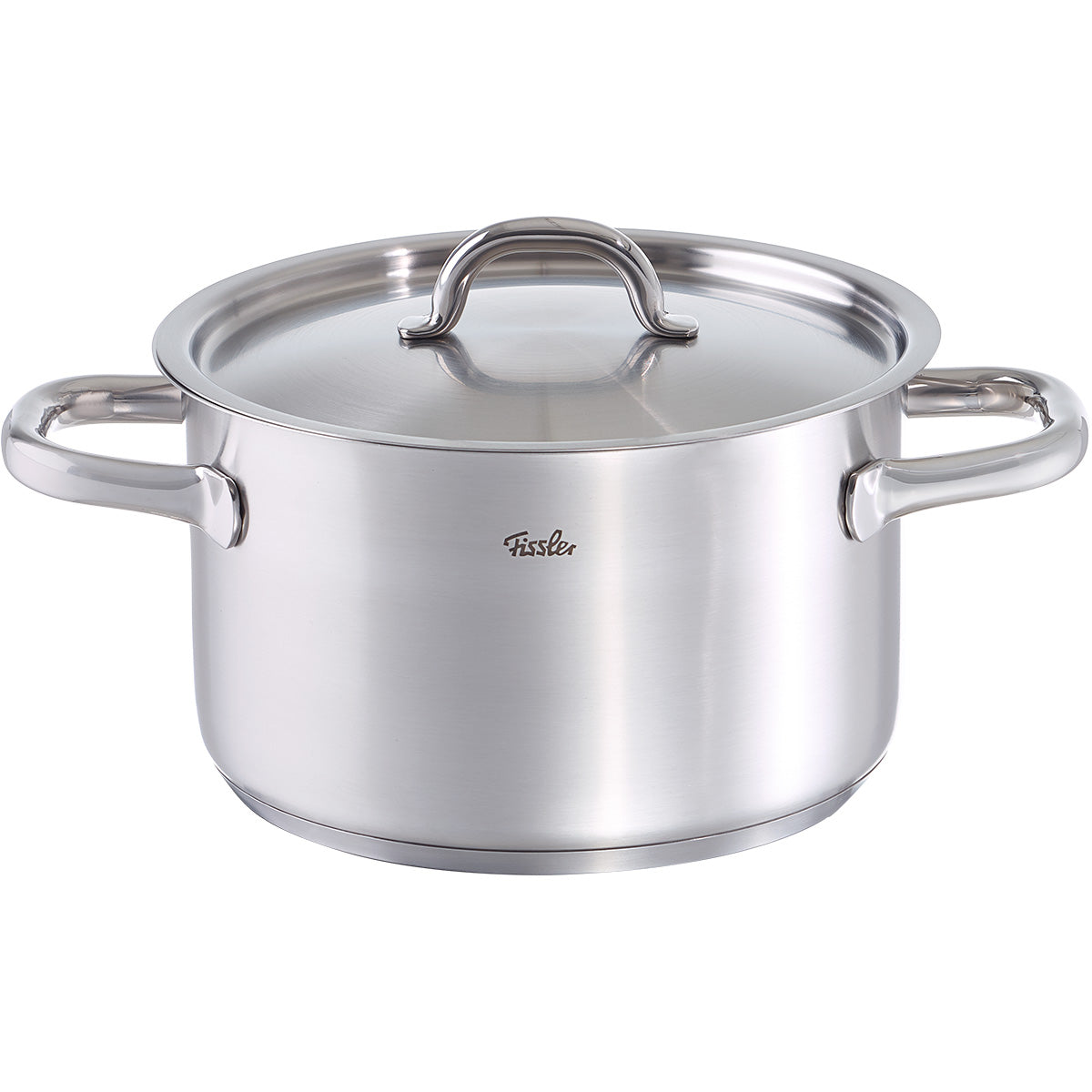 Fissler Family Line Kochtopf: hochwertiger Edelstahltopf, modernes Design, zwei Griffe, passender Deckel, induktionsgeeignet - Made in Germany.
